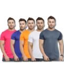 AWG ALL WEATHER GEAR Dry Fit (Pack of 5, T Shirts for Men | Gym T Shirt for Man | Quick Dry Fit Regular Fit Tshirt | Half Sleeve Solid Round Neck Sports T-Shirt