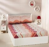 Amazon Brand – Solimo Polyester Scarlet Waves King Bedsheet with 2 Pillow Covers – 120 GSM-Multi_Ewbsk12, 144 TC