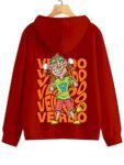 Veirdo® Cotton Fleece Oversize Loose Fit Hooded Sweatshirt Full Sleeves Cool & Stylish Graphic Mascot Printed Jumper Sweatshirt Winter Wear for Women & Girls Rust