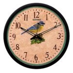 Amazon Brand – Solimo 12-inch Plastic & Glass Wall Clock – Little bird (Silent Movement, Black Frame)