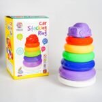 RATNA’S Car Stacking Ring Plastic Stack Up Educational Toy Multicolor 5 Rings Tower Construction Toys for Baby & Kids
