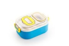 Attro Mighty Lunch Box Comes with 1 Small Container, Stylish Anti Spill Lid & 1 Baby Spoon BPA Free, Food Grade Perfect for School & Outdoor-900ml+100ml Light Blue