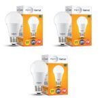 Wipro Polycarbonate Garnet Base E27 7-Watt Led Bulb (Pack of 3, Warm White)