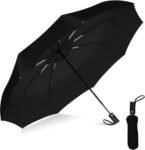 KEEKOS Automatic Open Close Umbrella, UV Big Size Umbrella for Sun Protection Rain Windproof Strong large 3 fold for men women kids boys girls Perfect small & stylish Windproof & Compact (Multicolor) (Black)