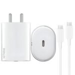 Nothing Charger Original 45W Adapter Fast Charging USB Type C Adaptor with PD 3.0 PPS Technology Compatible with Nothing Phone 2A Phone 2 Phone 1 Buds and Other Type C Devices – White