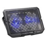 Amazon Basics USB Powered Laptop Cooling Pad | Dual Fan | Dual USB Port | Blue LED Lights | 4 Adjustable Heights with Stand |