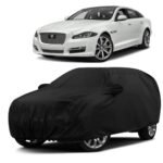 Sulfar 100% Water Resistant Car Body Cover Compatible with Mirror for Jaguar XJL (Triple Stitched, Full Bottom Elastic, Black)