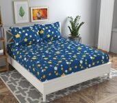 VAS COLLECTIONS 144 TC Double Bedsheet with 2 Pillow Covers |Soft Brushed Microfiber – Breathable & Wrinkle Free – 3 Pcs Set | White & Yellow