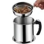 Oil Strainer Pot – 1.3L Stainless Steel Grease Container with Removable Fine Mesh Filter, Anti-Scald Handle & Dustproof Lid – Reusable Cooking Oil Storage Can for Frying, Easy to Clean