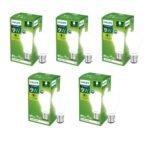 PHILIPS Full Glow Energy Saver Glass B22 LED Bulb | 9-watt, 825 Lumen Full Glow Frosted Diffused LED Bulb, Cool Daylight, Pack of 5