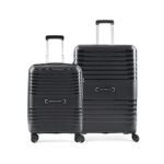 Aristocrat Harbour (55 Cm+76 Cm) Polypropylene(Pp) Pack of 2 (Cabin+Large) 8 Spinner Wheels Hardsided Black Speed_Wheel Suitcase Sets, 77 Centimeters