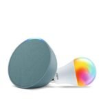 Amazon Echo Pop (Green) Smart Home Speaker Combo with Wipro Simple Setup 9W LED Smart Bulb | with Bluetooth and Alexa
