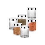 Attro Sky Hector Celebration 6 Pcs Storage Pet Container Gift Set for Kitchen,1850 ml x 6 Pcs, Silver