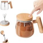 JKENTERPRICE Self Stirring Mug, Electric Mixing Cup with High Borosilicate Glass, Rotating Coffee Mug for Home, Office, Travel – Suitable for Coffee, Milk, Protein Powder