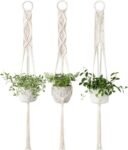Outdoor Plant Holder for Flower Pot Holder with Wall planters Indoor Home Decor, Ivory, 40 Inch Long. Pack of 03