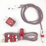 J’TTON 8-in-1 Spiral USB and Earphone Cable Protectors Winder, Sticker, Clips, Organizer Clip (SPDRMAN Red)