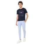 Bewakoof Men’s Printed 100% Cotton T-Shirt – Regular Fit, Round Neck, Half Sleeves Blue