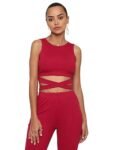 AVANOVA Women’s & Girls’ Solid Ribbed Round Neck Sleeveless Crop Tops for Women (Top 45 Wine XS)
