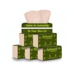 Softouch 2 Ply Bamboo Facial Tissue Papers- 100 Pulls Per Pack (Pack of 6) 600 Pulls- for Home, Office & Travel – Skin-Friendly Tissue