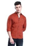 The Indian Garage Co Men’s Slim Shirt (0519-SH02-21- Rust Large)