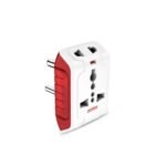 Goldmedal Spice 3-Pin 240V Universal Travel Adaptor with LED Indicator (White) – Pack of 1, Compatible with Worldwide Plugs