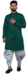 ashtang Men’s Cotton Blend Dhoti Kurta Set (X-Large, Green)