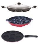 Nirlon 3 Piece Gas Compatible Kitchen Cookware Non-Stick Set with Multi Color, 2.6mm_UP(7)_AP(7)_AP(12)