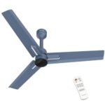 Polycab Wizzy Neo 1200mm 5-Star BLDC, Remote Ceiling fan for Living Room | 55% Energy Saving, 100% Copper, High Air Delivery, 6 Speed Setting, Reversible & Timer【Blue Silver】