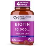 Carbamide Forte Biotin 10000mcg for Hair Growth, Skin & Nails – 120 Veg Tablets