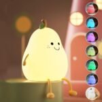 One94Store Rechargeable Silicone Pear Night Lamp – Touch-Control Color-Changing LED Light (7color) for Kids’ Bedroom Decor and Ideal Baby Gift (Multicolor)