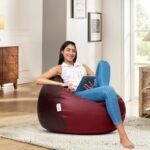 Amazon Brand – Solimo XL Faux Leather Bean Bag Cover Without Beans (Brown and Tan)