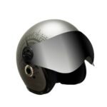 Turtle Helmet Star with Visor Half Face with Scratch Resistive Silver Visor & Hard Shell ABS Plastic Helmet, Grey, Medium Size, (M-58 cm)