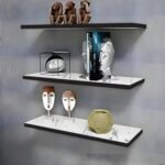 Dime Store Wall Mounted Wall Shelves Floating Shelf for Living Room Bedroom Storage Shelf for Home Decor Items (Set of 3, White, Glossy,Engineered Wood)