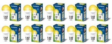 Crompton Dyna Ray 9W Round B22 LED Warm White Pack of 10