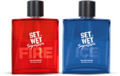 SET WET Fire & Ice Perfume for Men, Woody & Citrusy Long Lasting Perfume, Pack of 2 Eau de Parfum – 200 ml(For Men)