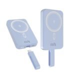 FLiX (Beetel) MagConnect Pro 10k 15W Magnetic Wireless Output,22.5W QC/PD/PPS Pocket Power Bank,Inbuilt Type C & Lightning Reversable Cable Input/Output,LED Display,Perfect for iPhone 12,13,14(Blue)