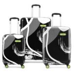 Skybags Splash Set (55+65+75 cm) | Printed Luggage Trolley Set with 8 Wheels and in-Built Combination Lock | Unisex (Black)