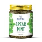 BLUE TEA – Spearmint Tea – 100 gm -100 Cups | Pcos Relief | Balances Hormones, Reduces Facial Hair & Acne and Supports Digestion | Herbal Tea – Dried Loose Leaf – Caffeine Free | Featured in Shark Tank | Reusable Pet Jar