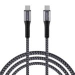 ZEBRONICS TT65S Type C – Type C Braided Cable, 65 Watts PD, Rapid Charging, Charge & Sync, 1 Meter, Compatible with iPhone 15 | Samsung | OnePlus | Xiaomi | Realme | Oppo (Black + Grey)
