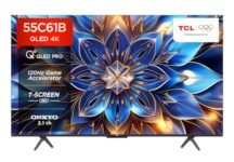 TCL 139 cm (55 inches) 4K Ultra HD Smart QLED Google TV 55C61B (Black)