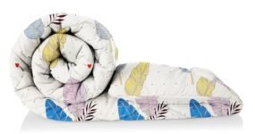 BSB HOME Snuggle Up 3.O Summer/All Season Printed Reversible Single Bed Glace Cotton Microfiber Comforter Blanket | Quilt |AC Dohar | Duvets – (120 GSM, Almond Big Leaf)