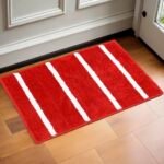 Status Anti-Skid Microfiber Water Absorbant/Soaking Washable Doormat for Bathroom/Entrance/Kitchen/Bedside/Door/Living-Room/Prayer Room Bath Mat (58 x 38 cm) (Red)