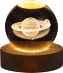 Hamsa 3D Crystal Ball With LED Wooden Base – Solar System Night Light, Galaxy Lamp, USB Powered Planet Light (Crystal Ball)