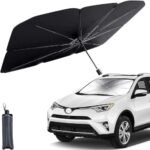 PESOMA Car Sun Shade Windshield Cover – Umbrella Windshield Sunshade for Car Front Window, Sun Protection and Heat Insulation Foldable Sunshade, Full Cover Sun Shade for Most Vehicles (Black)