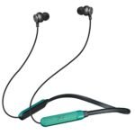 pTron Tangent Duo In Ear Wireless Headphones with Mic, 13mm Driver, Bluetooth V5.2, Dual Device Pairing, Fast Charging Type-C Wireless Neckband, Voice Assistant & IPX4 Water Resistant(Jet Black/Green)