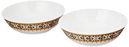 Amazon Brand – Solimo Melamine Majestico Serving Bowls | Set Of 2 | 950 ml | White