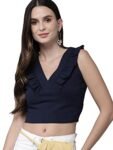 Rare Women’s Slim Blouse (EP7515_Navy Blue M)
