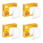 Wipro Garnet 8W Square LED Alpha Panel | Warm White (2700K) | Recessed Down Light for False Ceiling | Cutout – 110mm*110mm | Pack of 4