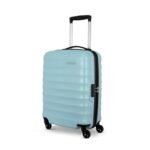 American Tourister Polycarbonate Barcelona 55 Cms Small Spinner 4 Wheels Hardside Cabin Suitcase with A 3-Digit Combination Lock & Pack Smart Interiors – Powder Blue, H-40 Cm