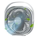 Portronics CoolCube Portable Desktop Fan with 2400mAh Battery, Type-C Charging, 360° Rotation, 3 Speed Modes Up to 2500 RPM, BLDC Motor, Quiet Operation, Up to 3 Hour Playtime, For Home &Office, White